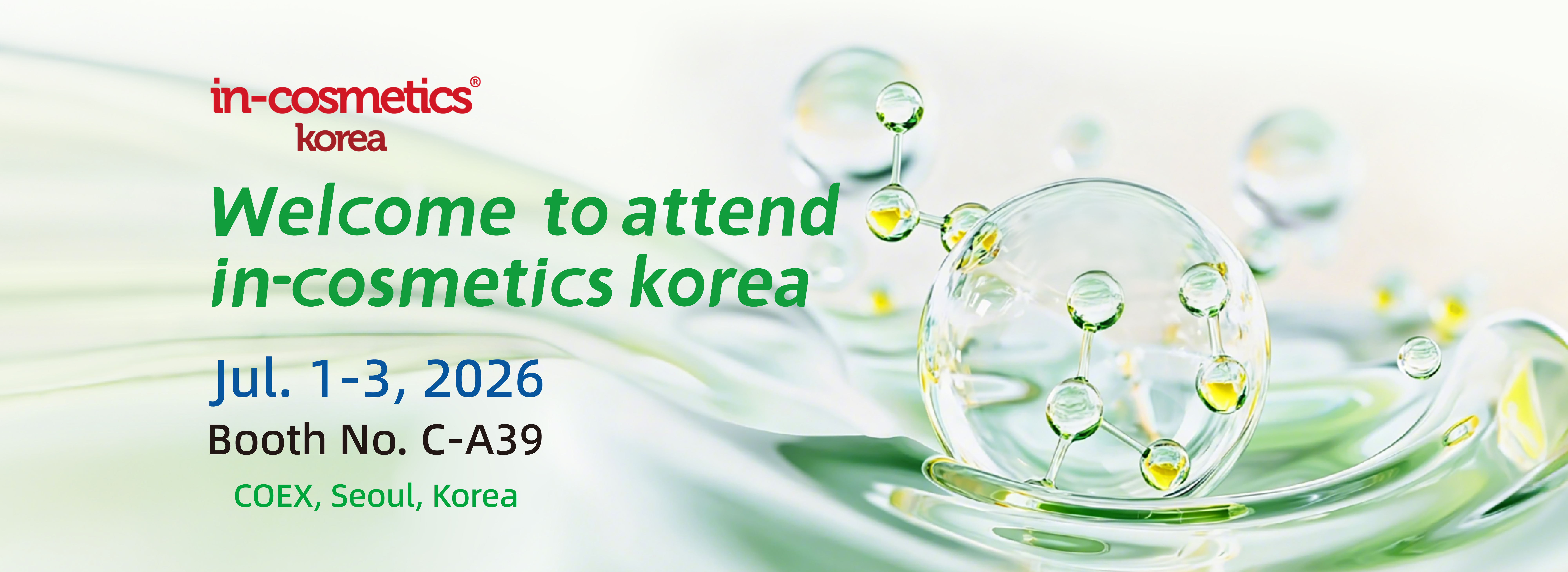 Viablife hei&szlig;t Sie herzlich willkommen bei in-cosmetics Korea 2026!